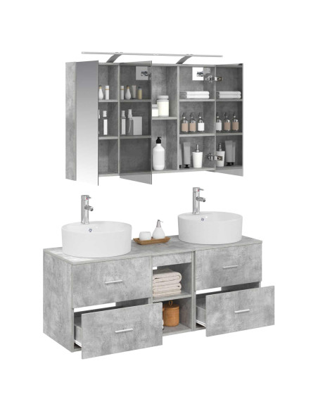 Set di mobili per il bagno 4 pcs Grigio Cemento