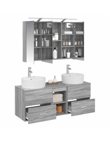 Set di mobili per il bagno 4 pcs Sonoma grigio