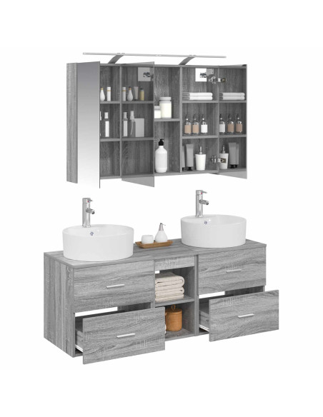 Set di mobili per il bagno 4 pcs Sonoma grigio