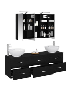 Set di mobili per il bagno 4 pcs Rovere Nero 2