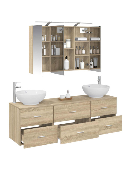 Set di mobili per il bagno 4 pcs Rovere Sonoma