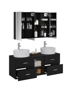 Set di mobili per il bagno 4 pcs Rovere Nero 2