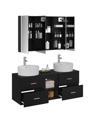 Set di mobili per il bagno 4 pcs Rovere Nero