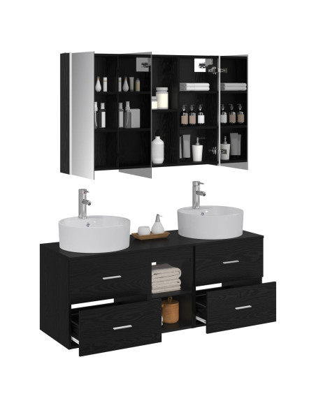 Set di mobili per il bagno 4 pcs Rovere Nero