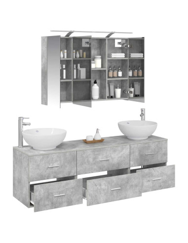 Set di mobili per il bagno 4 pcs Grigio Cemento