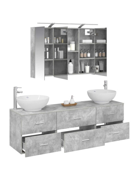 Set di mobili per il bagno 4 pcs Grigio Cemento
