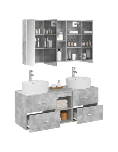Set di mobili per il bagno 4 pcs Grigio Cemento