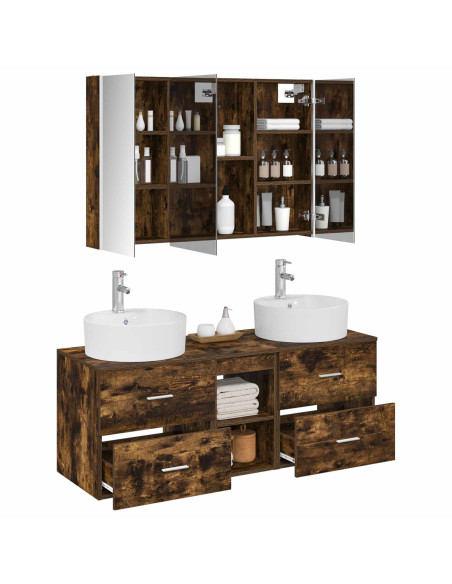 Set di mobili per il bagno 4 pcs Rovere Fumo