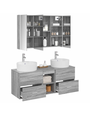 Set di mobili per il bagno 4 pcs Sonoma grigio
