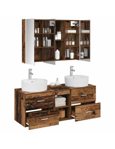 Set di mobili per il bagno 4 pcs Legno antico 2