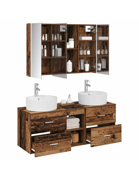 Set di mobili per il bagno 4 pcs Legno antico