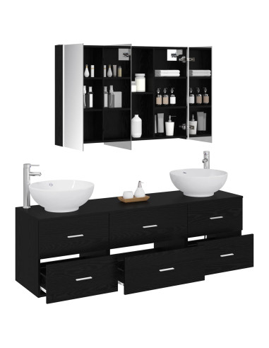 Set di mobili per il bagno 4 pcs Rovere Nero