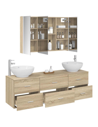 Set di mobili per il bagno 4 pcs Rovere Sonoma