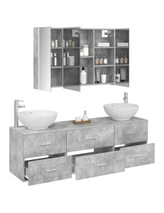 Set di mobili per il bagno 4 pcs Grigio Cemento 2