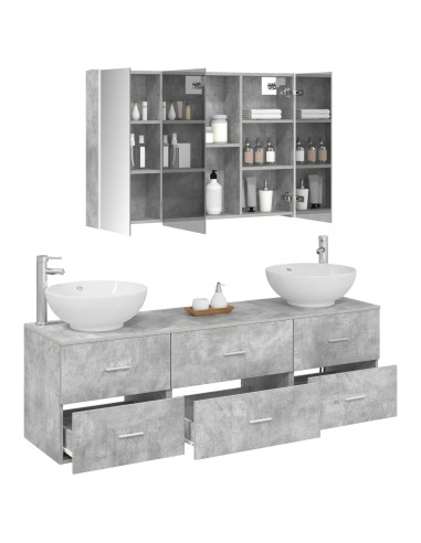 Set di mobili per il bagno 4 pcs Grigio Cemento