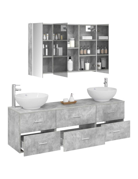 Set di mobili per il bagno 4 pcs Grigio Cemento