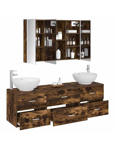 Set di mobili per il bagno 4 pcs Rovere Fumo