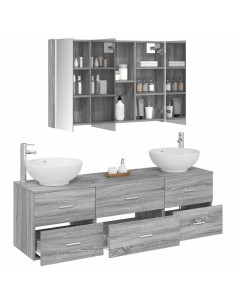 Set di mobili per il bagno 4 pcs Sonoma grigio 2