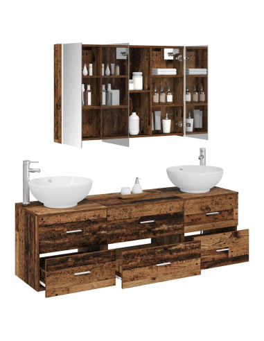 Set di mobili per il bagno 4 pcs Legno antico