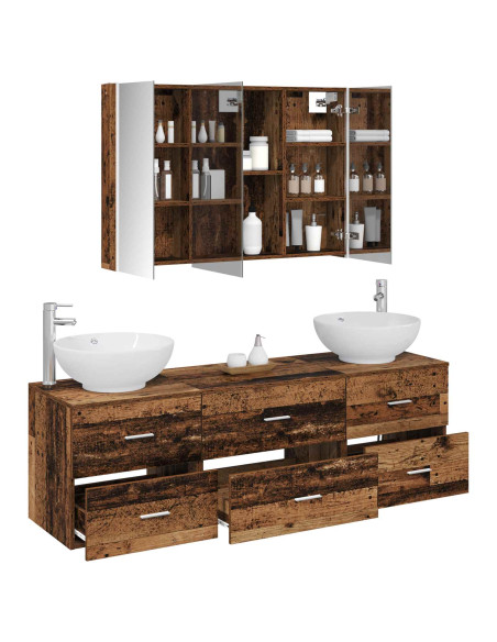 Set di mobili per il bagno 4 pcs Legno antico
