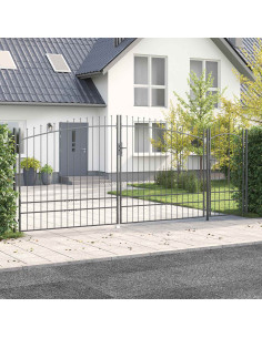 Cancello da giardino Woerden Grigio 195 x 500 cm Acciaio