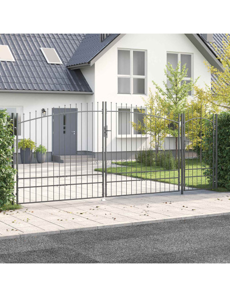 Cancello da giardino Woerden Grigio 195 x 500 cm Acciaio