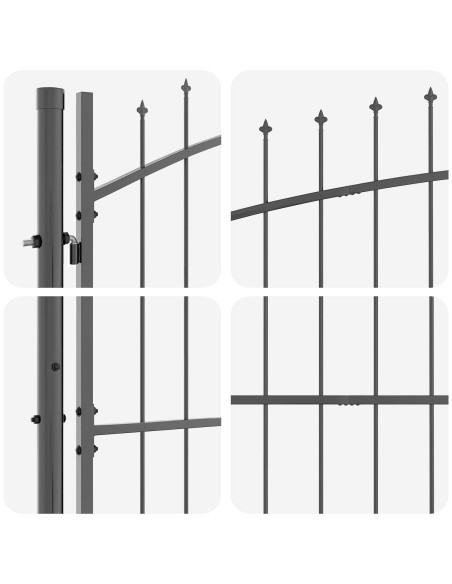 Cancello da giardino Woerden Grigio 195 x 500 cm Acciaio