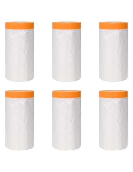 Telo per polvere con nastro adesivo 6 pcs 110 x 3300 cm HDPE