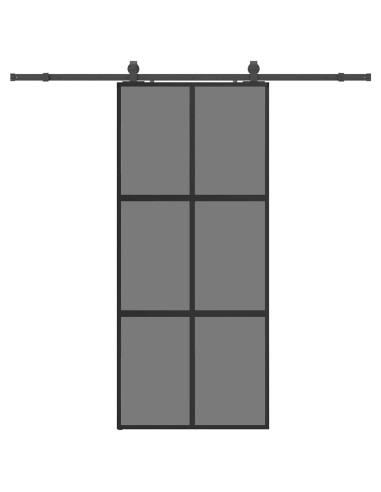 Porta Scorrevole Set Ferramenta Nera 90x205 cm Vetro Temperato