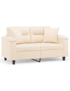 Divano a 2 Posti con Cuscini Beige 120 cm Tessuto Microfibra