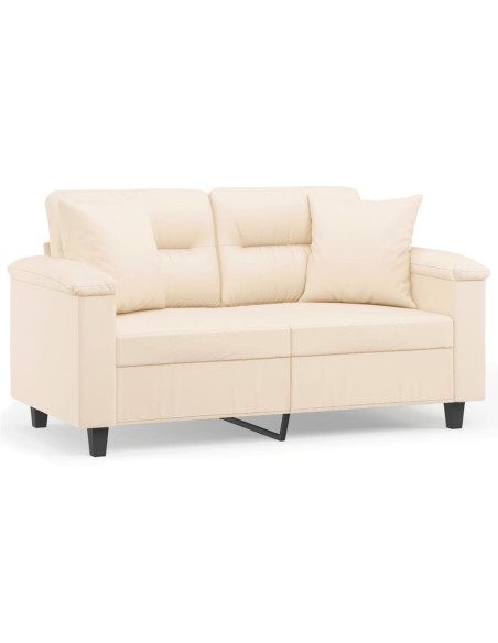 Divano a 2 Posti con Cuscini Beige 120 cm Tessuto Microfibra