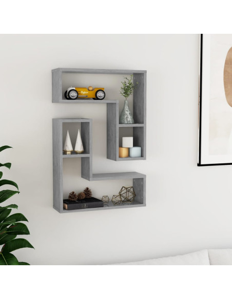 Mensole a Muro 2pz Grigio Cemento 50x15x50cm Legno Multistrato