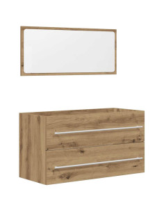 Set Mobili da Bagno 2 pz Rovere Artigianale Legno Multistrato 2