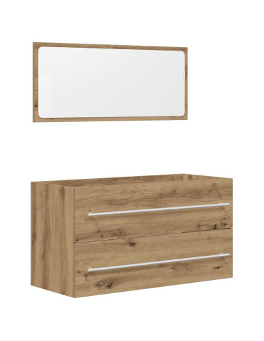 Set Mobili da Bagno 2 pz Rovere Artigianale Legno Multistrato