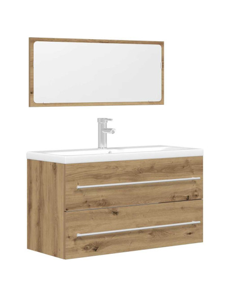 Set Mobili da Bagno 2 pz Rovere Artigianale Legno Multistrato