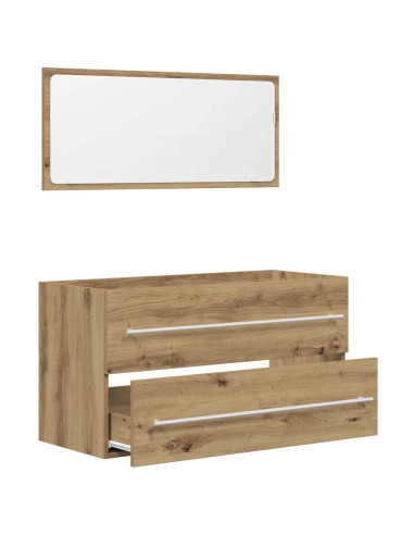 Set Mobili da Bagno 2 pz Rovere Artigianale Legno Multistrato