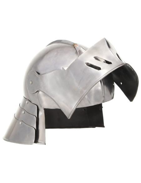 Elmo da Cavaliere Medievale Antico LARP in Acciaio Argento