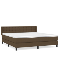 Giroletto a Molle con Materasso Marrone Scuro 160x200cm Tessuto