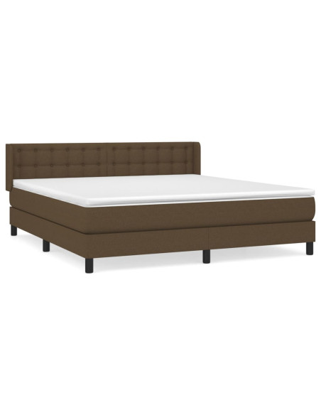 Giroletto a Molle con Materasso Marrone Scuro 160x200cm Tessuto