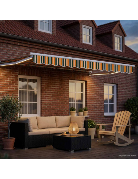 Tenda retrattile manuale con LED 2,5 x 2 m