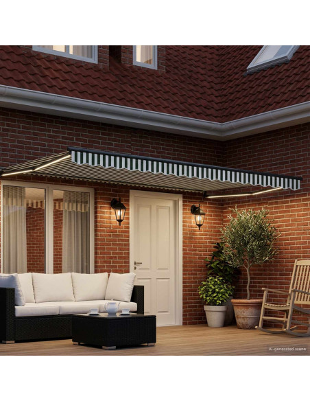 Tenda retrattile manuale con LED 4 x 2 m