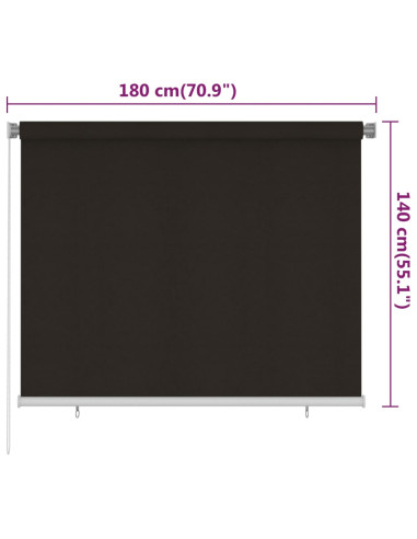 Tenda a Rullo per Esterni 180x140 cm Marrone HDPE