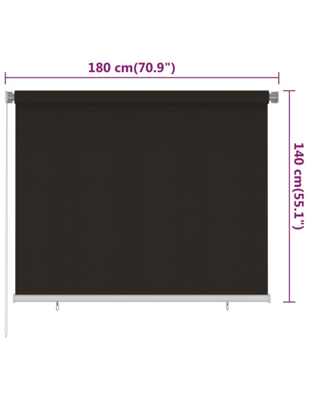 Tenda a Rullo per Esterni 180x140 cm Marrone HDPE