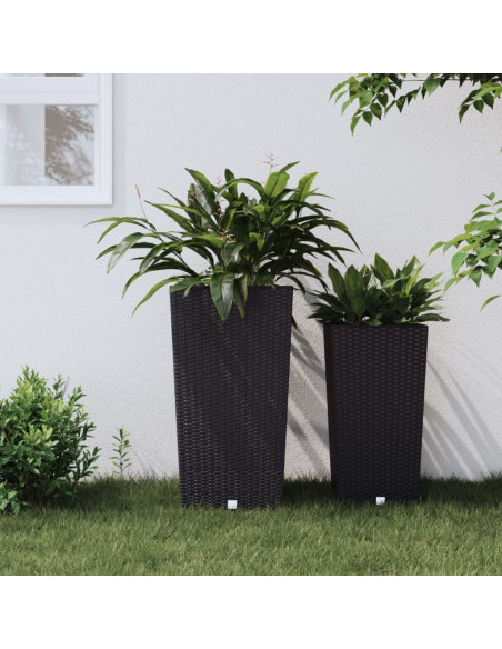 Fioriera con Interno Rimovibile Antracite 21 / 49 L PP Rattan