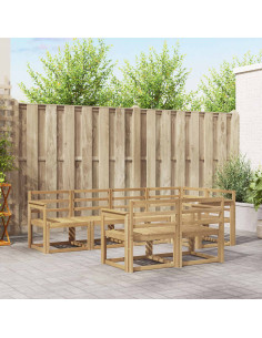 Set di divani da esterno 7 pcs Bianco Legno di Acacia Massello