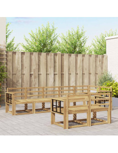 Set di divani da esterno 8 pcs Bianco Legno di Acacia Massello