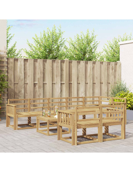 Set di divani da esterno 9 pcs Bianco Legno di Acacia Massello