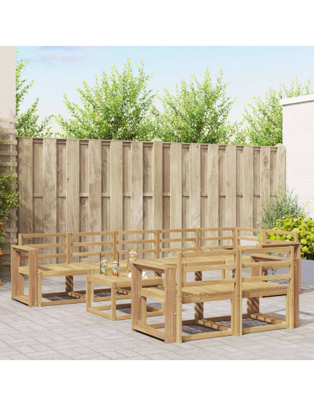 Set di divani da esterno 9 pcs Bianco Legno di Acacia Massello