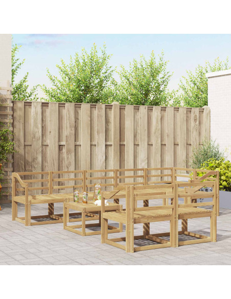 Set di divani da esterno 9 pcs Bianco Legno di Acacia Massello