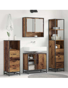 Set di mobili per il bagno con cassetto 3 pcs Legno vecchio